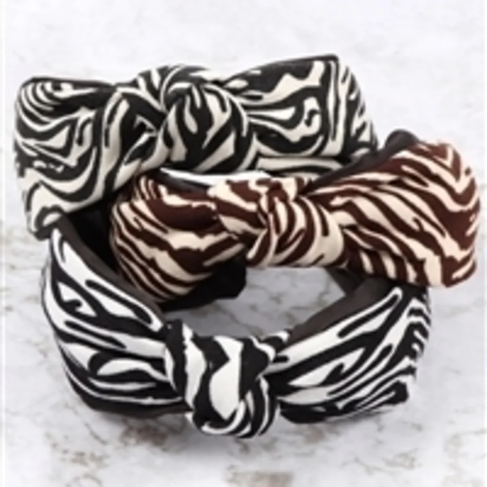 Brown and Cream Zebra Print Headband - Picture 3 of 3